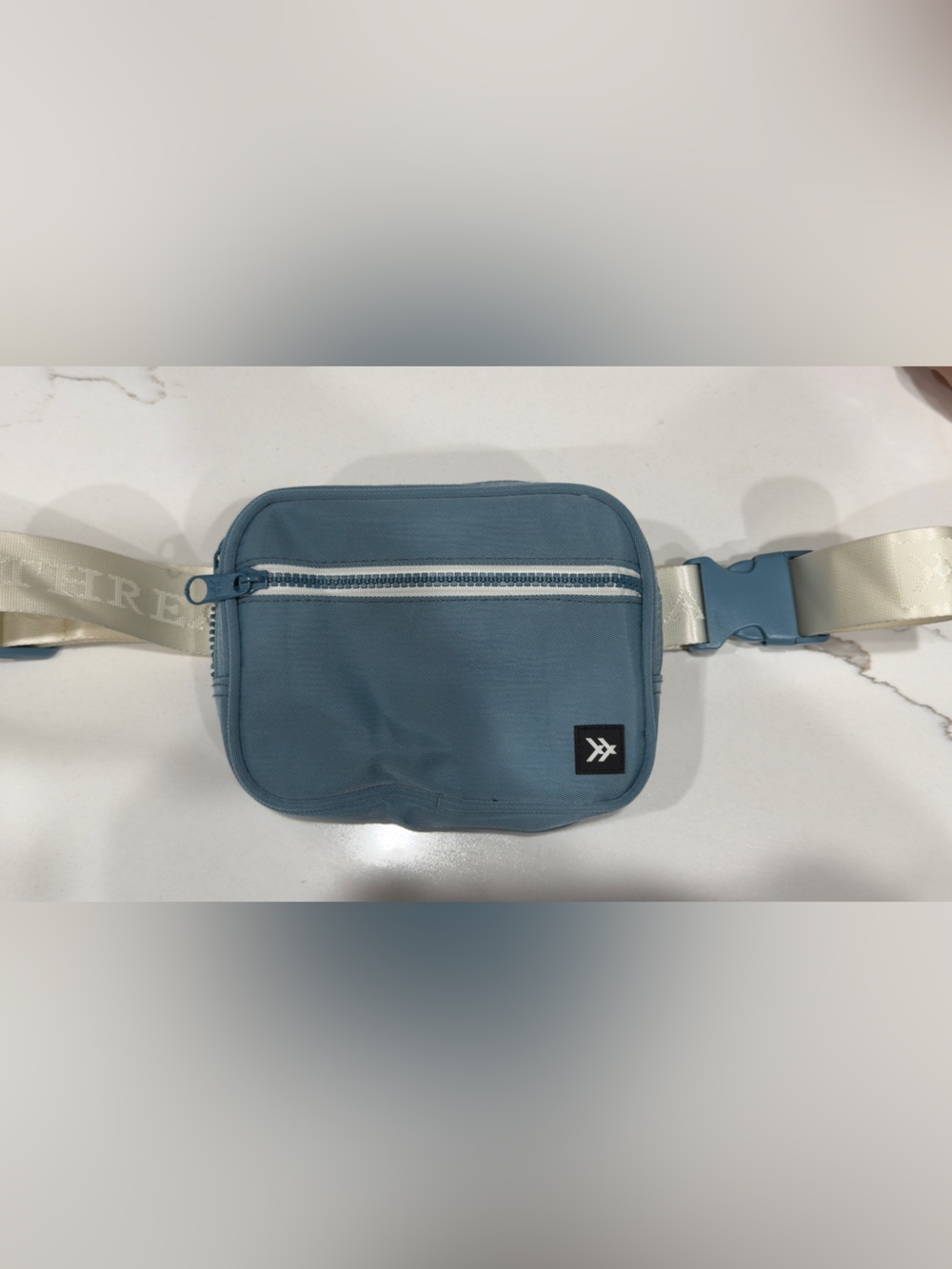 Thread Wallets Slate Blue Nylon Crossbody Belt Bag with Jacquard Strap